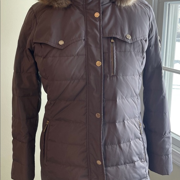 NWOT Michael Kors fur trim hooded puffer jacket
